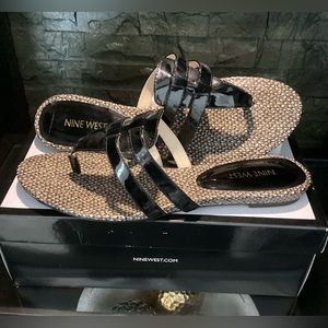 Black Patent Leather Women’s NineWest Slides, size 9 1/2, New